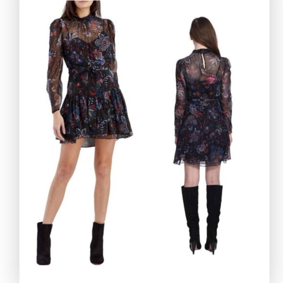 Veronica Beard Bolade Silk Paisley Tiered Minidress Size 12 NWT $648 - Picture 1 of 5